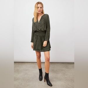 Rails Jasmine long sleeve short Dress in Olive Batik Cheetah